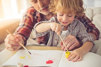 grandparent painting with granddaughter at The Delaney at Georgetown - small size