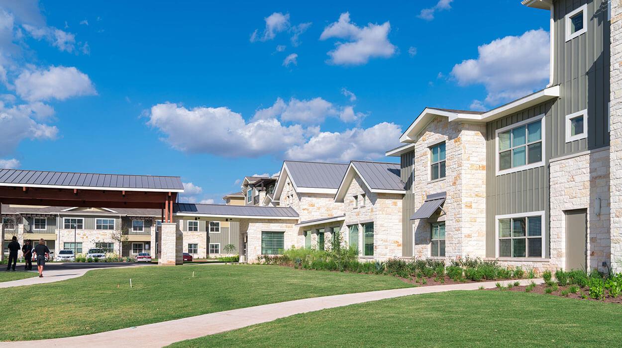 outside shot of The Delaney at Georgetown senior living retirement community