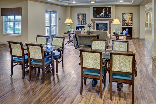 games and recreation area at The Delaney at Georgetown senior living retirement community