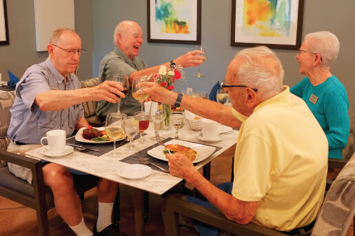 group of friends dining together