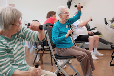 Seniors in an exercise class